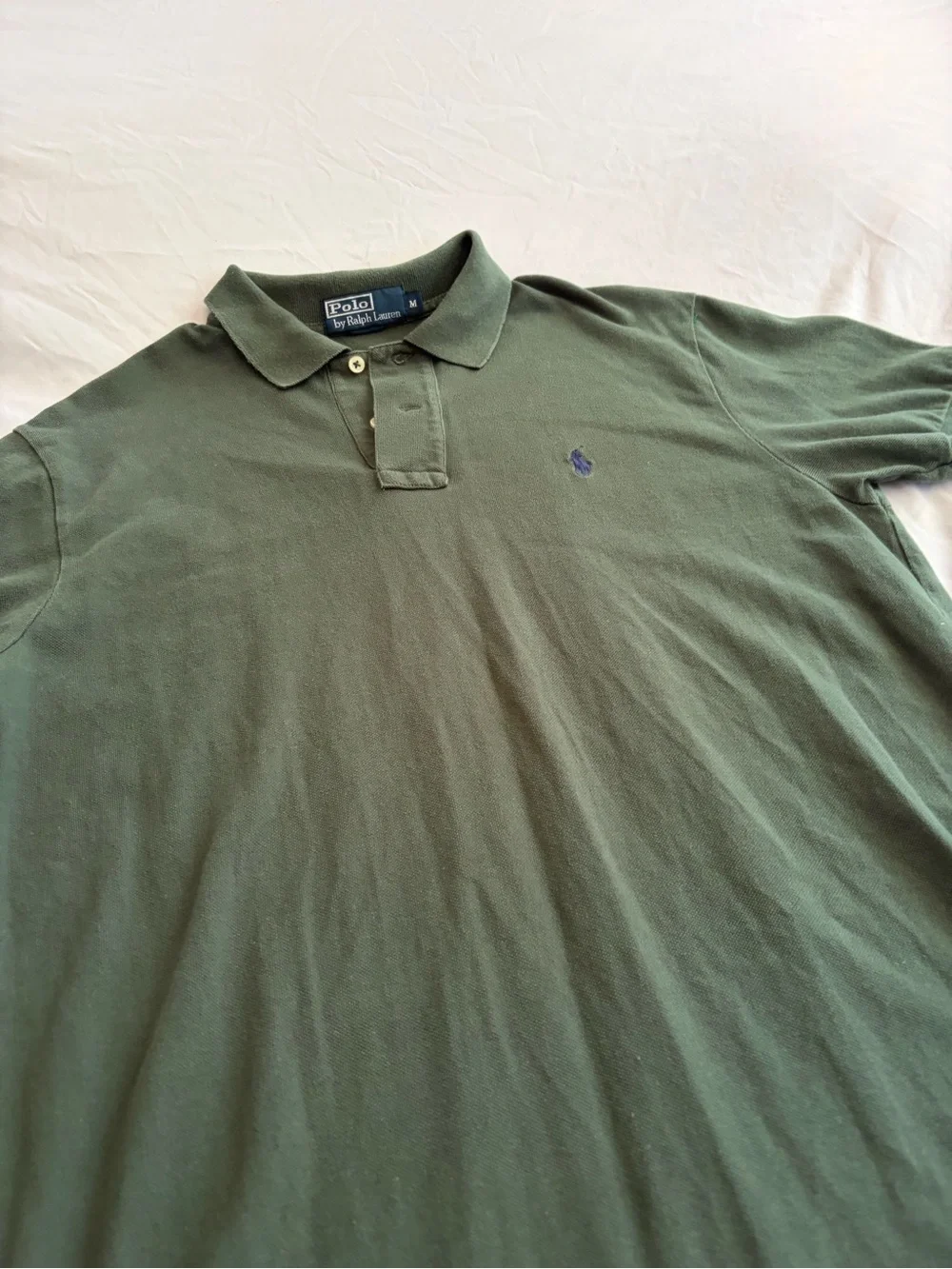Ralph Lauren Green Polo Shirt with Navy Pony Size Mens M